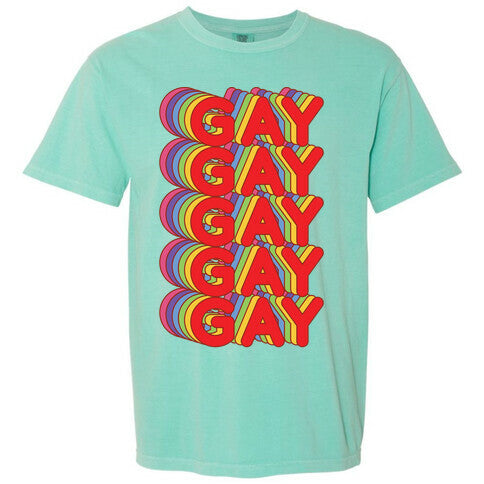 Gay Retro Rainbow Comfort Colors Heavyweight Tee